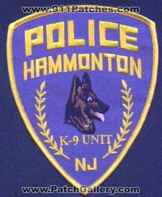 Hammonton Police K-9 Unit
Thanks to EmblemAndPatchSales.com for this scan.
Keywords: new jersey k9