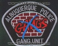 Albuquerque Police Gang Unit
Thanks to EmblemAndPatchSales.com for this scan.
Keywords: new mexico