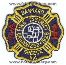 Barnard Fire District
Thanks to PaulsFirePatches.com for this scan.
Keywords: new york greece