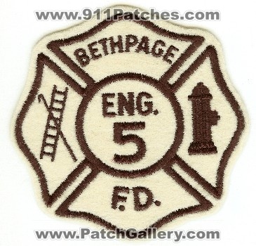 Bethpage FD Eng 5
Thanks to PaulsFirePatches.com for this scan.
Keywords: new york fire department engine