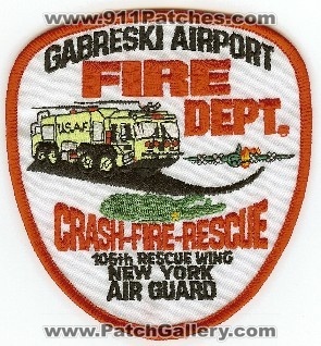 Gabreski Airport Fire Dept Crash Rescue
Thanks to PaulsFirePatches.com for this scan.
Keywords: new york cfr arff aircraft department 105th wing air national guard ang usaf
