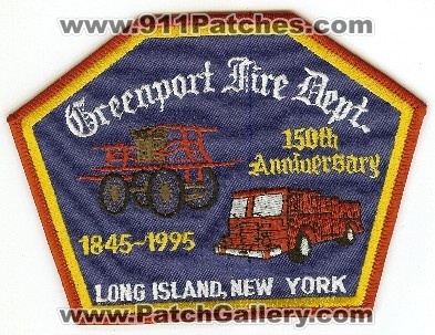 Greenport Fire Dept 150th Anniversary
Thanks to PaulsFirePatches.com for this scan.
Keywords: new york department long island