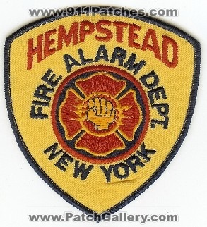 Hempstead Fire Alarm Dept
Thanks to PaulsFirePatches.com for this scan.
Keywords: new york department