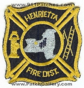 Henrietta Fire Dist
Thanks to PaulsFirePatches.com for this scan.
Keywords: new york district