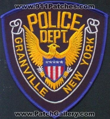 Granville Police Dept
Thanks to EmblemAndPatchSales.com for this scan.
Keywords: new york department
