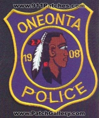 Oneonta Police
Thanks to EmblemAndPatchSales.com for this scan.
Keywords: new york