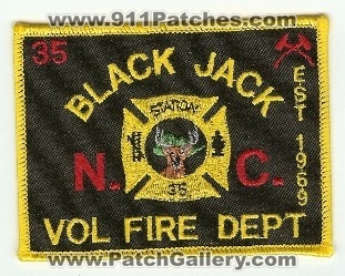 Black Jack Vol Fire Dept Station 35
Thanks to PaulsFirePatches.com for this scan.
Keywords: north carolina volunteer department