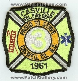 Casville Vol Fire Dept
Thanks to PaulsFirePatches.com for this scan.
Keywords: north carolina volunteer department caswell county