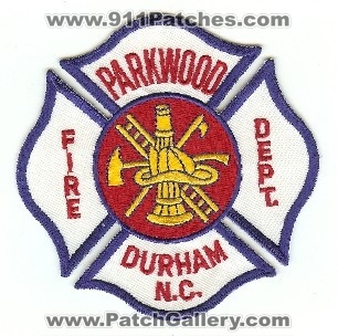 Parkwood Fire Dept
Thanks to PaulsFirePatches.com for this scan.
Keywords: north carolina department durham