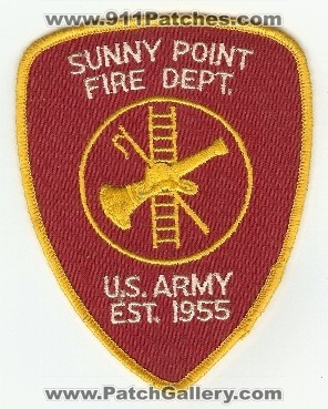 Sunny Point Fire Dept
Thanks to PaulsFirePatches.com for this scan.
Keywords: north carolina department us army