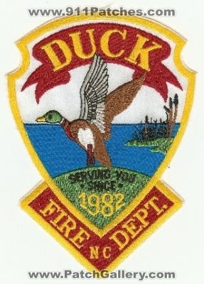 Duck Fire Dept
Thanks to PaulsFirePatches.com for this scan.
Keywords: north carolina department