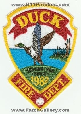 Duck Fire Dept
Thanks to PaulsFirePatches.com for this scan.
Keywords: north carolina department