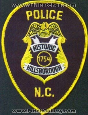 Hillsborough Police
Thanks to EmblemAndPatchSales.com for this scan.
Keywords: north carolina
