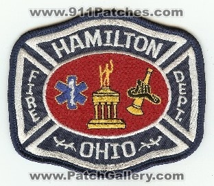 Hamilton Fire Dept
Thanks to PaulsFirePatches.com for this scan.
Keywords: ohio department