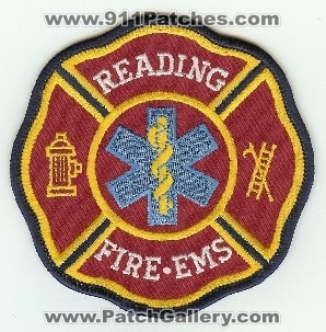 Reading Fire EMS
Thanks to PaulsFirePatches.com for this scan.
Keywords: ohio