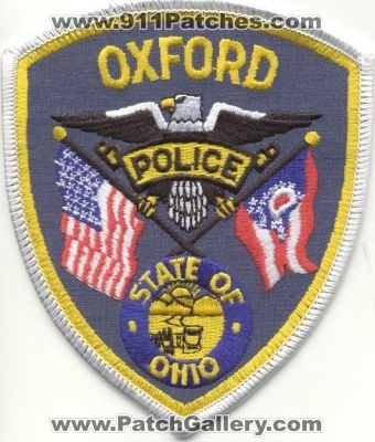 Oxford Police
Thanks to EmblemAndPatchSales.com for this scan.
Keywords: ohio