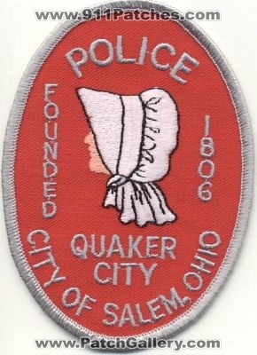 Salem Police
Thanks to EmblemAndPatchSales.com for this scan.
Keywords: ohio city of