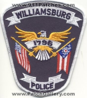 Williamsburg Police
Thanks to EmblemAndPatchSales.com for this scan.
Keywords: ohio