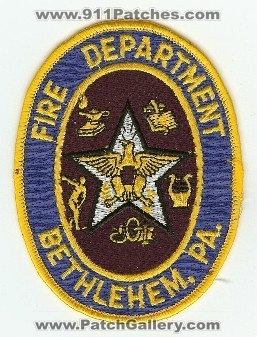 Bethlehem Fire Department
Thanks to PaulsFirePatches.com for this scan.
Keywords: pennsylvania