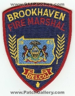 Brookhaven Fire Marshal
Thanks to PaulsFirePatches.com for this scan.
Keywords: pennsylvania del county