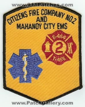 Citizens Fire Company No 2 and Mahanoy City EMS
Thanks to PaulsFirePatches.com for this scan.
Keywords: pennsylvania 2