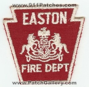 Easton Fire Dept
Thanks to PaulsFirePatches.com for this scan.
Keywords: pennsylvania department