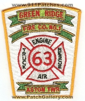 Green Ridge Fire Co No 1
Thanks to PaulsFirePatches.com for this scan.
Keywords: pennsylvania 63 company number engine truck rescue air aston twp township