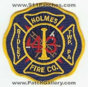 Holmes Fire Co 43
Thanks to PaulsFirePatches.com for this scan.
Keywords: pennsylvania company ridley twp township