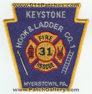 Keystone Hook & Ladder Co 1
Thanks to PaulsFirePatches.com for this scan.
Keywords: pennsylvania company rescue 31 myerstown