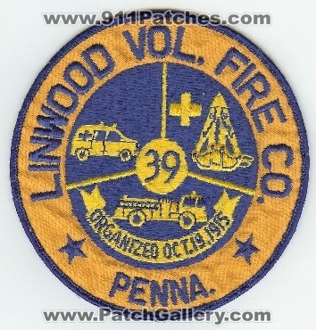 Linwood Vol Fire Co 39
Thanks to PaulsFirePatches.com for this scan.
Keywords: pennsylvania volunteer company