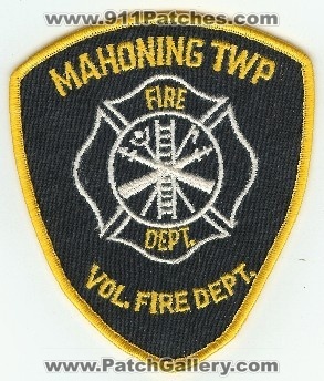 Mahoning Twp Vol Fire Dept
Thanks to PaulsFirePatches.com for this scan.
Keywords: pennsylvania township volunteer department
