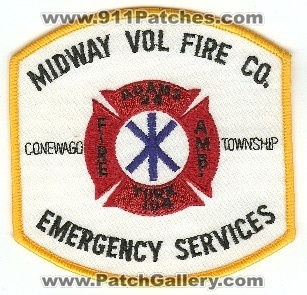 Midway Vol Fire Co Emergency Services
Thanks to PaulsFirePatches.com for this scan.
Keywords: pennsylvania volunteer company conewagg township