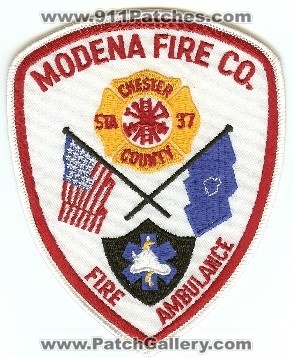 Modena Fire Co Station 37
Thanks to PaulsFirePatches.com for this scan.
Keywords: pennsylvania company chester county ambulance