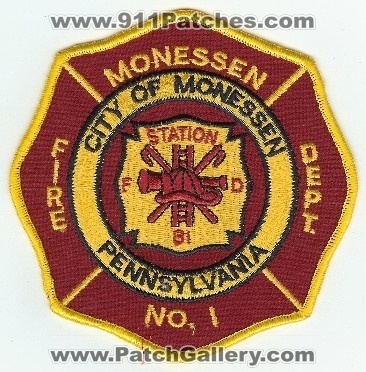 Monessen Fire Dept No 1 Station 81
Thanks to PaulsFirePatches.com for this scan.
Keywords: pennsylvania department number city of