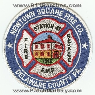 Newtown Square Fire Co Station 41
Thanks to PaulsFirePatches.com for this scan.
Keywords: pennsylvania company rescue ems delaware county