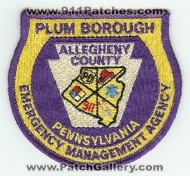Plum Borough Emergency Management Agency
Thanks to PaulsFirePatches.com for this scan.
Keywords: pennsylvania fire allegheny county
