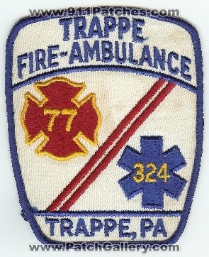 Trappe Fire Ambulance
Thanks to PaulsFirePatches.com for this scan.
Keywords: pennsylvania 77 324