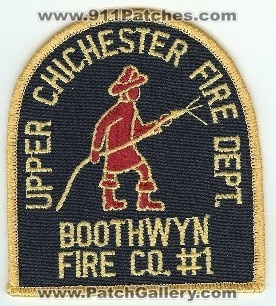Upper Chichester Fire Dept Boothwyn Co #1
Thanks to PaulsFirePatches.com for this scan.
Keywords: pennsylvania department company number