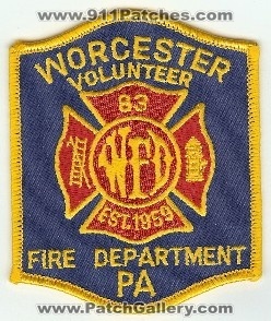 Worcester Volunteer Fire Department
Thanks to PaulsFirePatches.com for this scan.
Keywords: pennsylvania