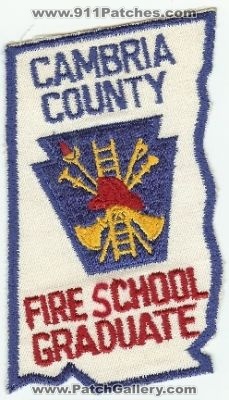 Cambria County Fire School Graduate
Thanks to PaulsFirePatches.com for this scan.
Keywords: pennsylvania