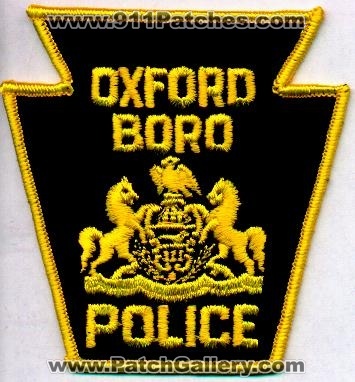 Oxford Boro Police
Thanks to EmblemAndPatchSales.com for this scan.
Keywords: pennsylvania borough