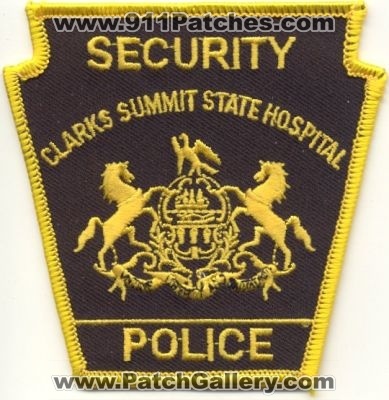 Clarks Summit State Hospital Security Police
Thanks to EmblemAndPatchSales.com for this scan.
Keywords: pennsylvania