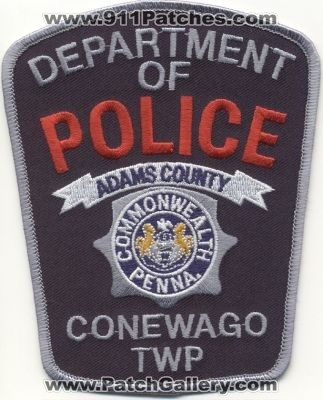 Conewago Twp Police Department
Thanks to EmblemAndPatchSales.com for this scan.
Keywords: pennsylvania of adams county