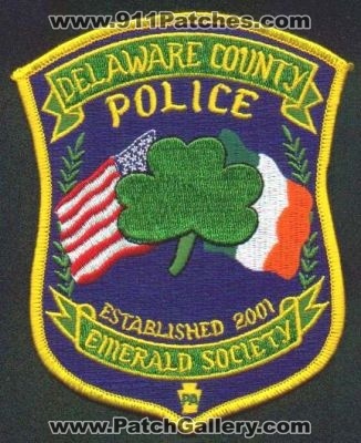 Delaware County Police Emerald Society
Thanks to EmblemAndPatchSales.com for this scan.
Keywords: pennsylvania