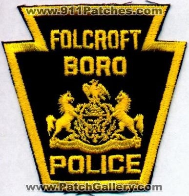 Folcroft Boro Police
Thanks to EmblemAndPatchSales.com for this scan.
Keywords: pennsylvania borough