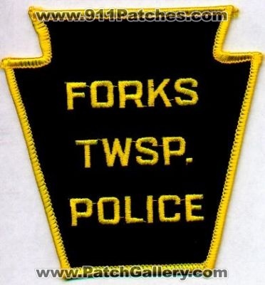 Forks Twsp Police
Thanks to EmblemAndPatchSales.com for this scan.
Keywords: pennsylvania townships