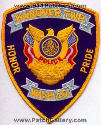 Hanover Twp Police
Thanks to EmblemAndPatchSales.com for this scan.
Keywords: pennsylvania washington county