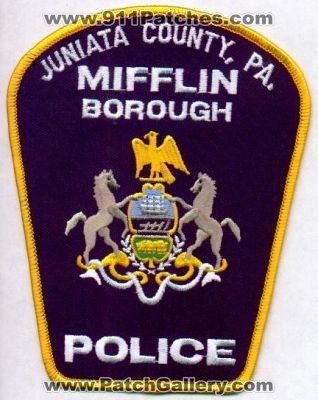 Mifflin Borough Police
Thanks to EmblemAndPatchSales.com for this scan.
Keywords: pennsylvania juniata county