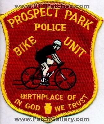 Prospect Park Police Bike Unit
Thanks to EmblemAndPatchSales.com for this scan.
Keywords: pennsylvania