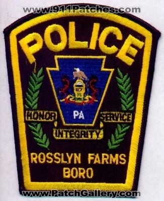 Rosslyn Farms Boro Police
Thanks to EmblemAndPatchSales.com for this scan.
Keywords: pennsylvania borough
